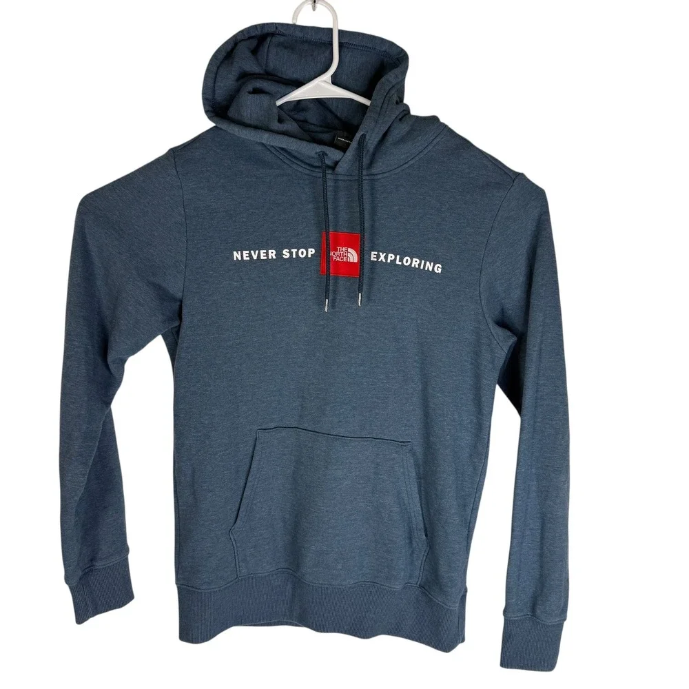 The North Face Mens Never Stop Exploring Blue Heather‎ Hoodie Small Pullover EUC